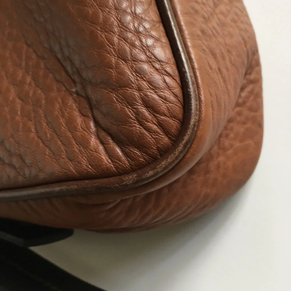 Dooney & Bourke Hobo Shoulder Handbag Purse Pebbled Leather Brown Silver Zip